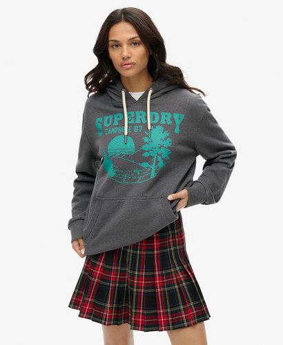 Women's Oversized Outdoor Graphic Hoodie Grey / Granite Grey Marl - Size: Xxl - Superdry - Modalova