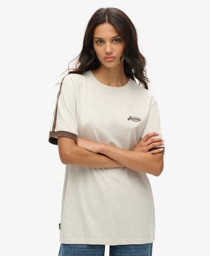 Women's Oversized Essential Logo Retro Striped T-Shirt Light Grey / Lightning Grey Grindle - Size: XL - Superdry - Modalova