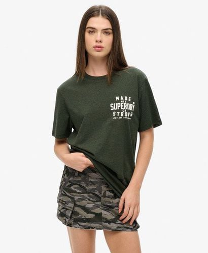 Women's Oversized Machined Goods Workwear T-Shirt Green / Dark Olive Marl - Size: L - Superdry - Modalova