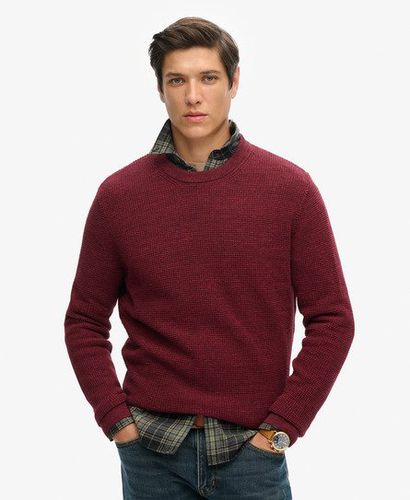 Men's Textured Crew Knitted Jumper Red / Red Heather - Size: XL - Superdry - Modalova