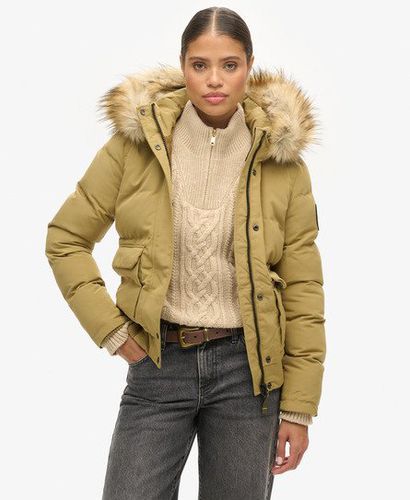 Women's Everest Hooded Puffer Bomber Jacket Tan / Camel - Size: 10 - Superdry - Modalova