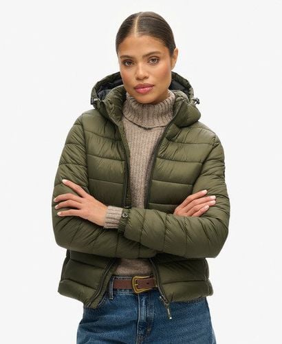 Women's Classic Fuji Puffer Jacket Khaki / Dark Moss - Size: 6 - Superdry - Modalova