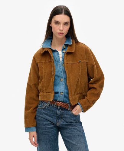 Women's Cropped Cord Jacket Brown / Hazelnut - Size: 14 - Superdry - Modalova