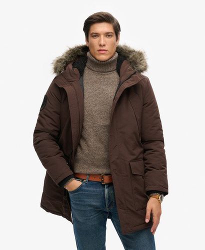 Men's Everest Faux Fur Hooded Parka Coat Brown / Dark Brown - Size: S - Superdry - Modalova