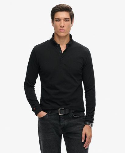 Men's Long Sleeve Cotton Pique Polo Shirt Black - Size: Xxl - Superdry - Modalova