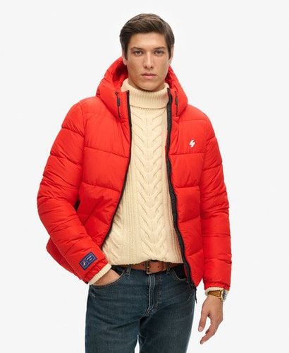 Men's Sports Puffer Hooded Jacket Red / Bright Red - Size: S - Superdry - Modalova