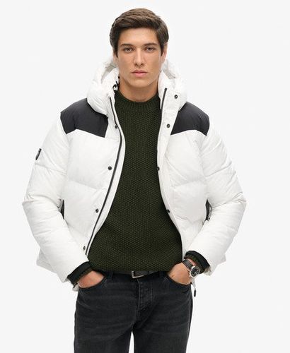 Men's Hooded Box Quilt Puffer Jacket White / Optic - Size: M - Superdry - Modalova