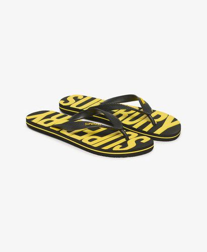 Men's Men's Classic Embossed Vegan Flip Flops, Black and Yellow, Size: M - Superdry - Modalova