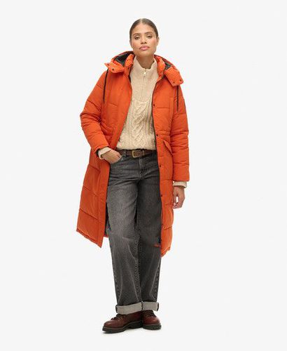 Women's Everest Longline Puffer Coat Orange / Pureed Pumpkin - Size: 10 - Superdry - Modalova