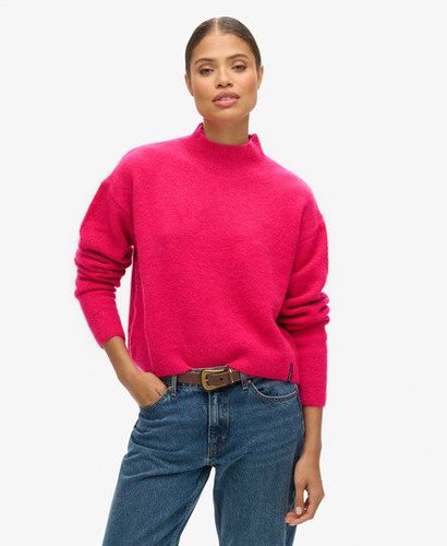 Women's Vintage Essential Mock Neck Jumper Pink / Hot Pink - Size: 14 - Superdry - Modalova