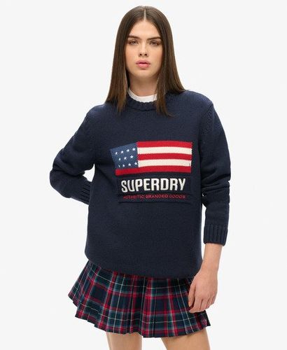 Women's Oversized Vintage Athletic Knit Jumper Navy / Eclipse Navy - Size: L - Superdry - Modalova