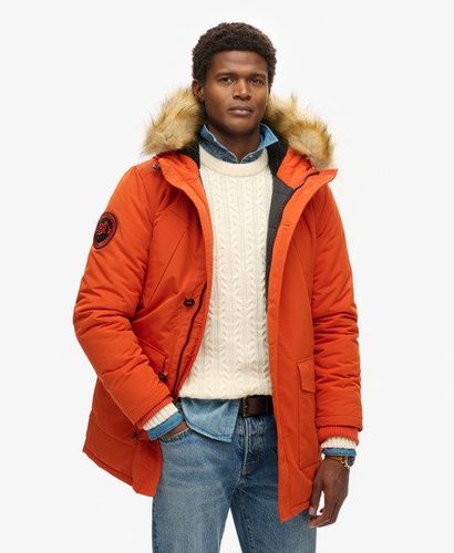 Men's Everest Faux Fur Hooded Parka Coat Orange / Pureed Pumpkin Orange - Size: M - Superdry - Modalova