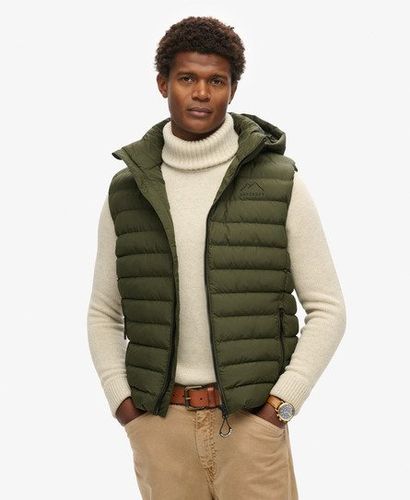Men's Hooded Fuji Sport Padded Gilet Green / Dark Moss Green - Size: M - Superdry - Modalova