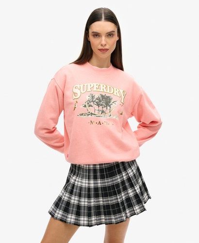 Women's Travel Souvenir Loose Sweatshirt Pink / Peach Pink Marl - Size: 8 - Superdry - Modalova
