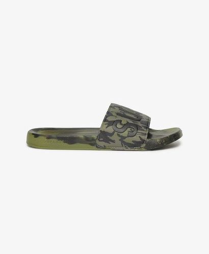 Men's Vegan Camo Pool Sliders Green / Nathan Camo - Size: 6-7 - Superdry - Modalova