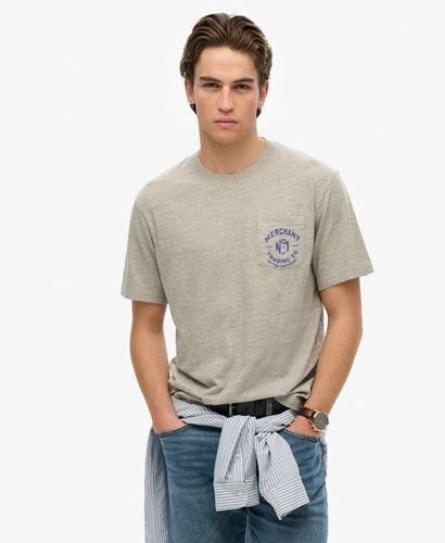 Men's The Merchant Store - Graphic T-shirt Grey / Vintage Sweat Light Grey Marl - Size: S - Superdry - Modalova