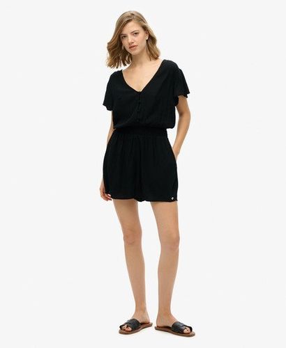 Women's Short Sleeve Printed Playsuit Black - Size: 10 - Superdry - Modalova