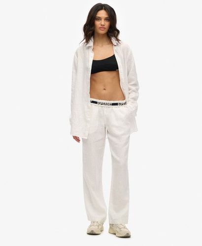 Women's Linen Drawstring Pants White - Size: 16 - Superdry - Modalova
