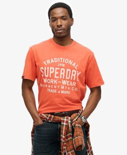 Men's Machined Goods Workwear T-Shirt Orange / Denim Co Rust Orange - Size: M - Superdry - Modalova