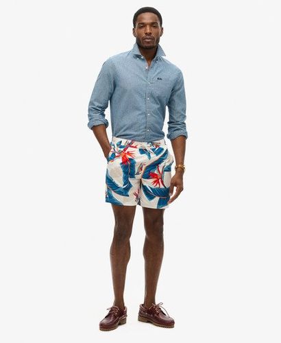 Men's Recycled Hawaiian Print 17-inch Swim Shorts White / Optic Paradise - Size: L - Superdry - Modalova