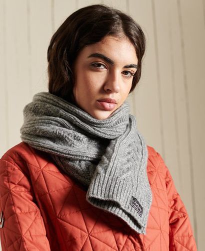 Women's Cable Lux Scarf / Soft Grey Marl - Size: 1SIZE - Superdry - Modalova