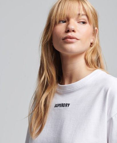 Women's Micro Logo Embroidered Boxy T-Shirt White / Optic - Size: 8 - Superdry - Modalova