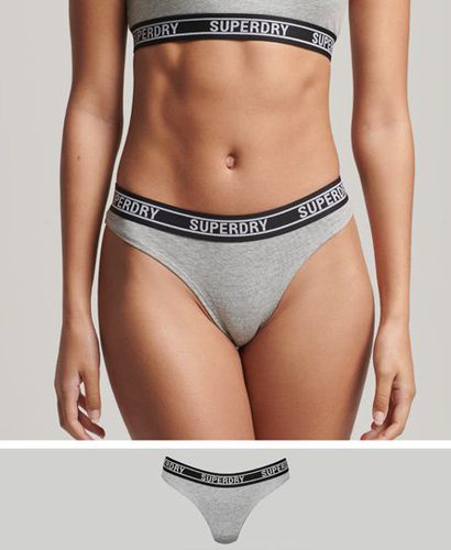 Women's Organic Cotton Multi Logo Bikini Briefs / Grey Marl/Mono - Size: 10 - Superdry - Modalova