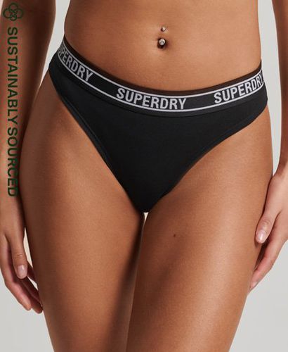 Women's Organic Cotton Multi Logo Bikini Briefs Black / Black/Mono - Size: 6 - Superdry - Modalova