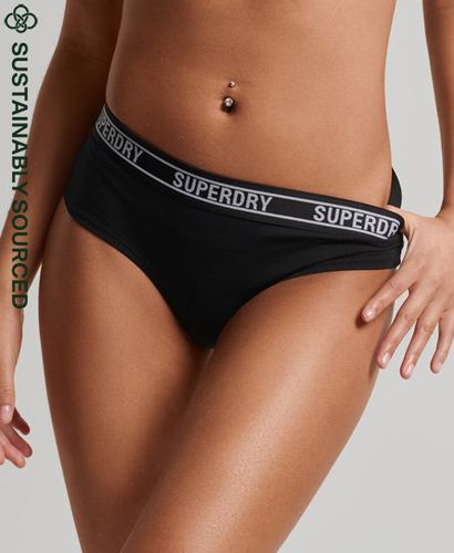Women's Organic Cotton Multi Logo Hipster Briefs Black / Black/Mono - Size: 6 - Superdry - Modalova