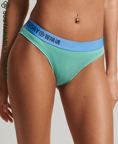Women's Organic Cotton Offset Logo Bikini Briefs Green / Ice Green Marl - Size: 6 - Superdry - Modalova