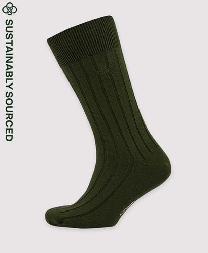 Unisex Organic Cotton Core Rib Socks Khaki / Rifle Olive - Size: S/M - Superdry - Modalova