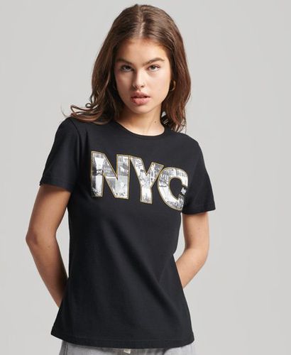 Women's Vintage Logo T-Shirt mit NYC-Fotoprint - Größe: 40 - Superdry - Modalova