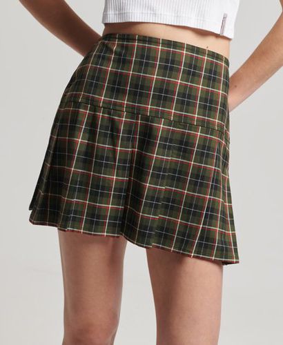 Women's Vintage Tweed Pleat Mini Skirt Khaki / Khaki/Orange Check - Size: 10 - Superdry - Modalova