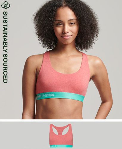 Women's Organic Cotton Offset Logo Crop Bralette Cream / Coral Marl - Size: 12 - Superdry - Modalova