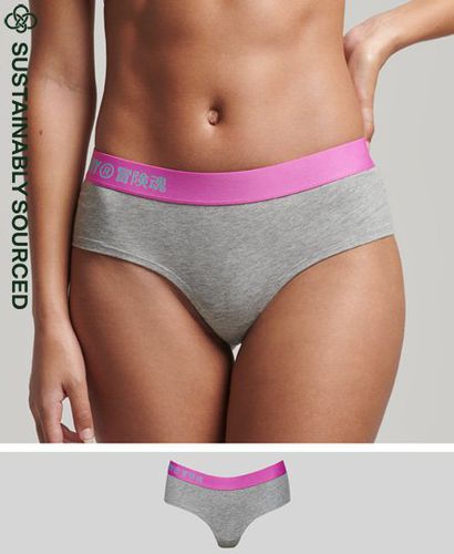 Women's Organic Cotton Offset Logo Hipster Briefs / Marl/Lolly Pink - Size: 6 - Superdry - Modalova