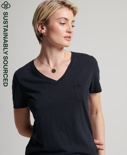 Women's Organic Cotton Studios Pocket V-Neck T-Shirt / Eclipse - Size: 6 - Superdry - Modalova