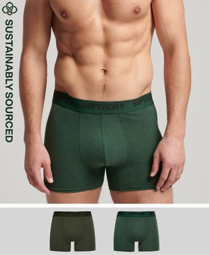 Men's Organic Cotton Boxer Double Pack Green / Olive/Enamel - Size: S - Superdry - Modalova