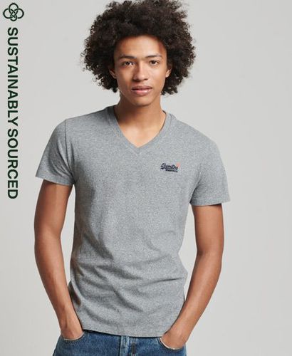 Men's Organic Cotton Classic V-Neck T-Shirt Grey / Noos Grey Marl - Size: S - Superdry - Modalova