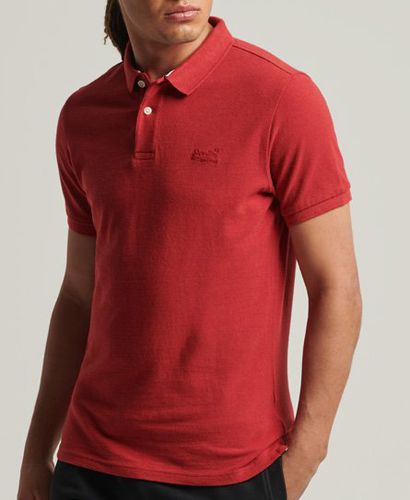 Men's Organic Cotton Essential Classic Pique Polo Shirt Red / Hike Red Marl - Size: L - Superdry - Modalova