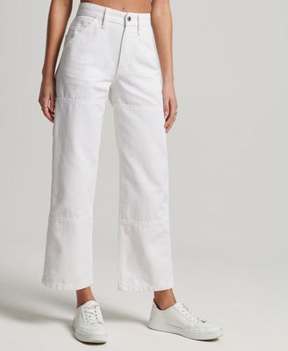 Women's Organic Cotton High Rise Carpenter Pants Cream / Ecru - Size: 27/32 - Superdry - Modalova