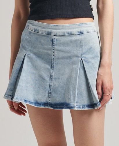 Women's Vintage Mini A-Line Pleat Skirt Blue / Blue Wash - Size: 14 - Superdry - Modalova