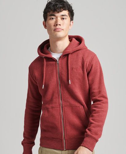 Men's Organic Cotton Vintage Logo Embroidered Zip Hoodie Red / Rhubarb Marl - Size: S - Superdry - Modalova