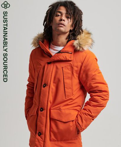 Men's Hooded Everest Faux Fur Parka Orange / Pureed Pumpkin - Size: L - Superdry - Modalova