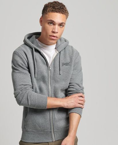 Men's Organic Cotton Vintage Logo Embroidered Zip Hoodie / Charcoal Marl - Size: S - Superdry - Modalova