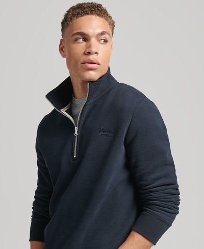 Men's Essential Bio-Baumwoll Half Zip Sweatshirt mit Logo - Größe: S - Superdry - Modalova