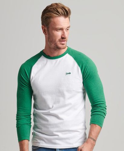Men's Organic Cotton Essential Long Sleeved Baseball Top / Optic/Field Marl - Size: Xxl - Superdry - Modalova