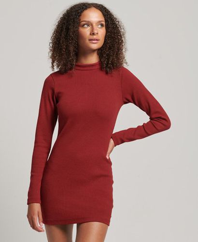 Women's Long Sleeve Rib Bodycon Mini Dress Red / Merlot - Size: 12 - Superdry - Modalova