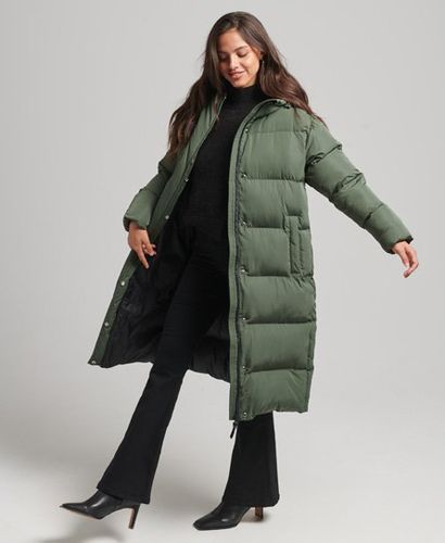Women's Hooded Longline Puffer Coat Green / Thyme - Size: 10 - Superdry - Modalova