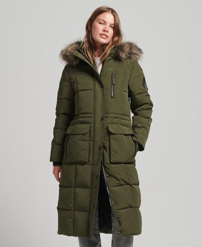 Women's Longline Faux Fur Everest Coat / Surplus Goods Olive - Size: 8 - Superdry - Modalova