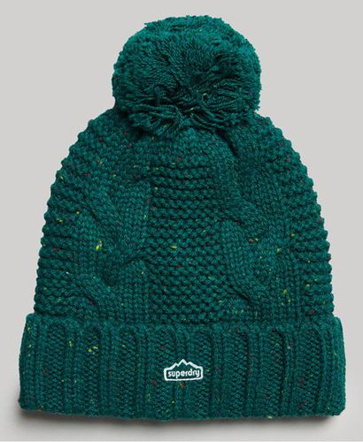 Women's Cable Knit Bobble Beanie Green / Forest Green Tweed - Size: 1SIZE - Superdry - Modalova